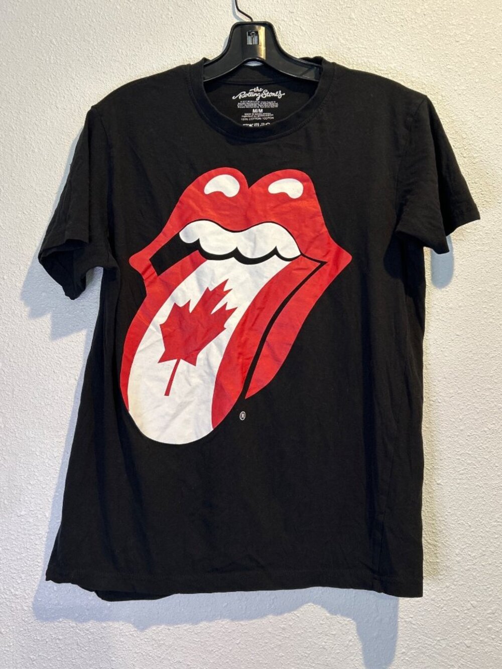 The Rolling Stones T-Shirt MEDIUM Canada Flag in Tongue Music T Black